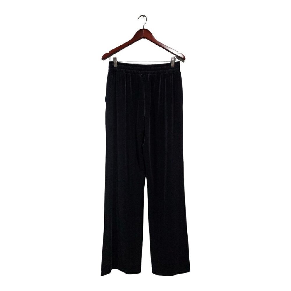NEW J. Jill  Wherever Collection Black Velvet Pants Full Leg Elastic Waist Sz ST
